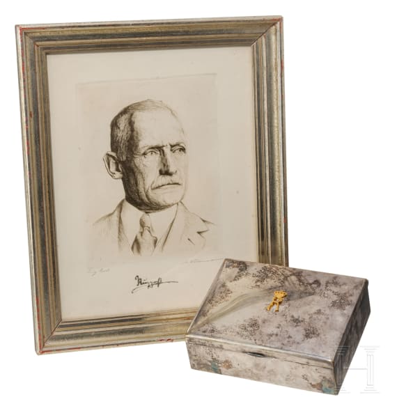 Crown Prince Rupprecht of Bavaria - a cigar box and a portrait, circa 1950