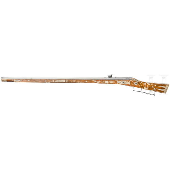 A distinguished South German early rifle with wheellock and matchlock ignition, circa 1550