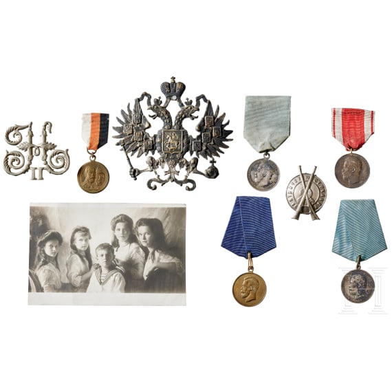Six Russian awards/medals and two patches, between 1890 and 1915