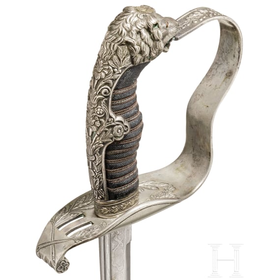 A Damascus lion's head sabre M 1856 for officers, circa 1905