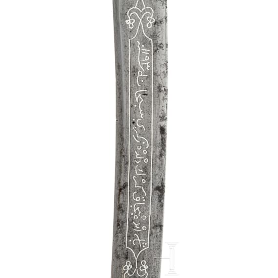 Silbereingelegter Yatagan, osmanisch, datiert 1779