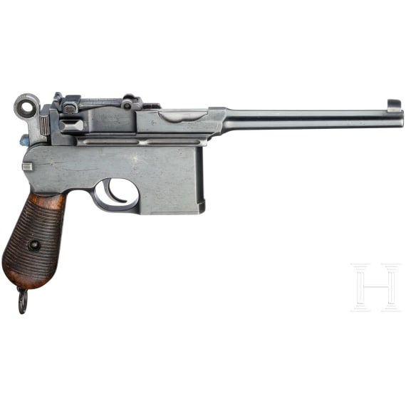 Mauser C 96 Mod. 1899 Flatside, Italian contract, with stock and leather harness