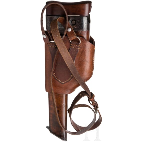 Mauser C 96 Mod. 1899 Flatside, Italian contract, with stock and leather harness