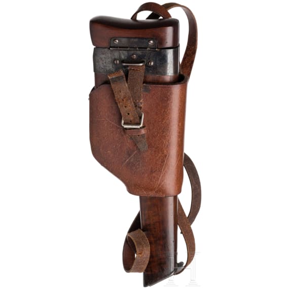 Mauser C 96 Mod. 1899 Flatside, Italian contract, with stock and leather harness