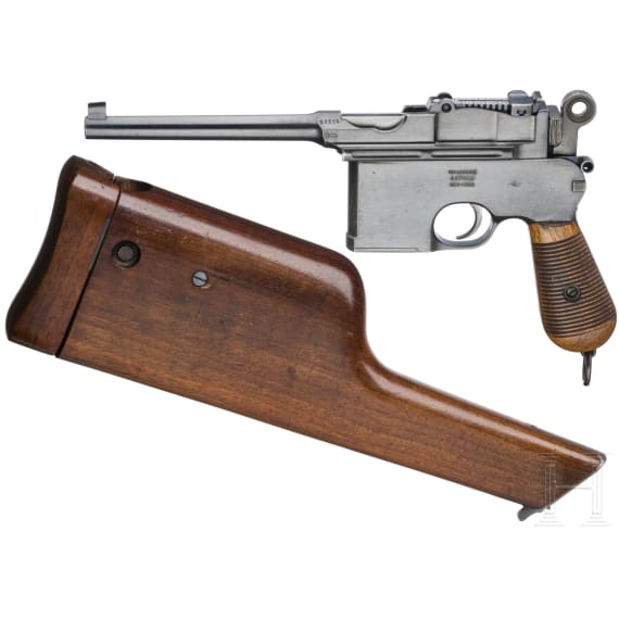 Mauser C 96 "Early Flatside" (Mod. 1900), USA, with shoulder stock