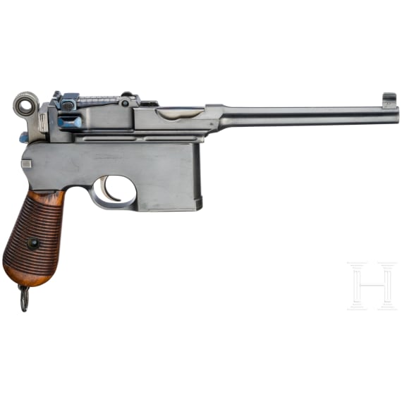 A Mauser C 96, "Late Flatside", USA, with shoulder stock