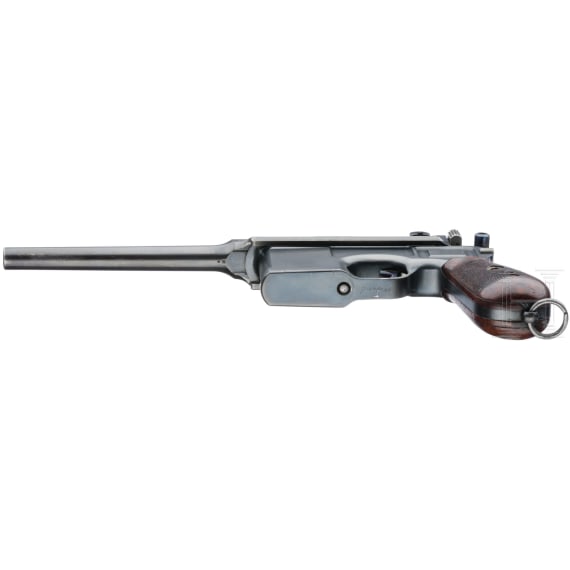 A Mauser C 96, "Late Siamese Pre War Small Ring Hammer", with shoulder stock and leather harness