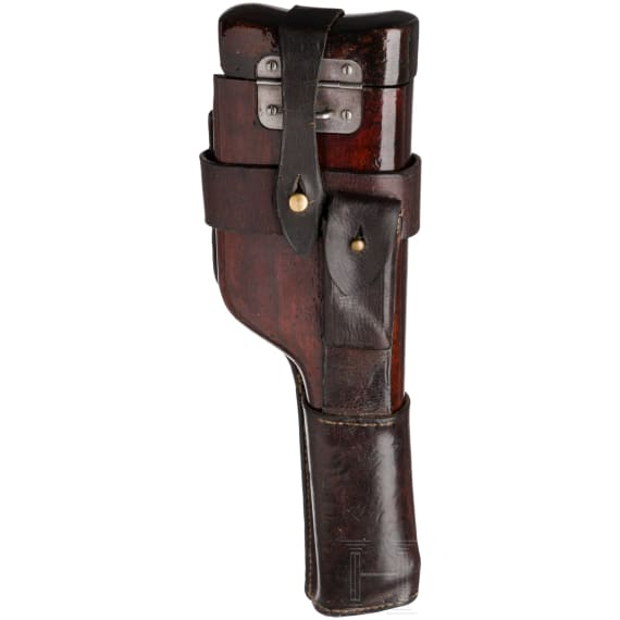 A Mauser C 96, "Late Siamese Pre War Small Ring Hammer", with shoulder stock and leather harness