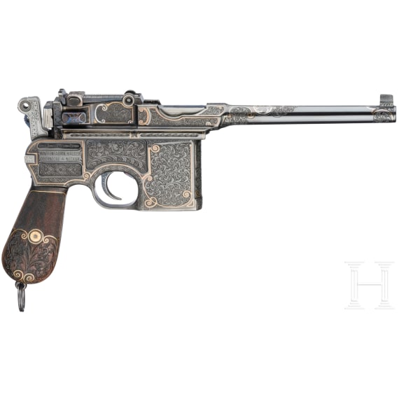 A factory engraved Mauser C 96, "Prewar Commercial", cased