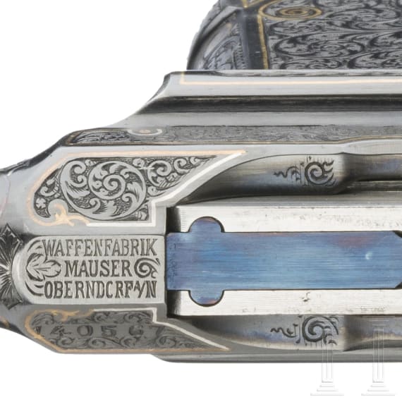 A factory engraved Mauser C 96, "Prewar Commercial", cased
