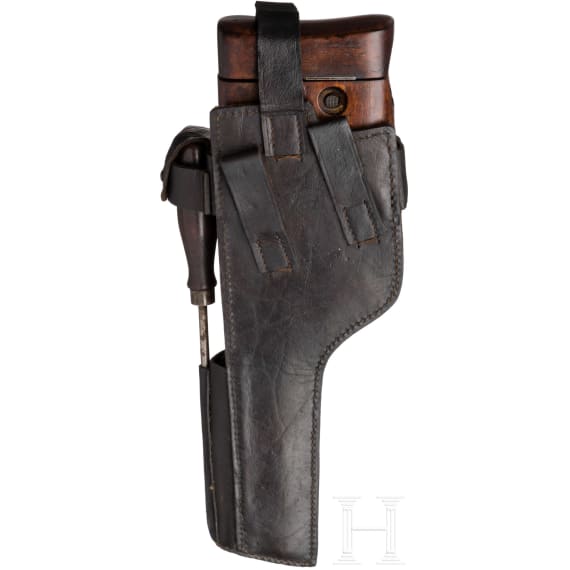 Mauser C 96, "Wartime Commercial", with shoulder stock and leather harness