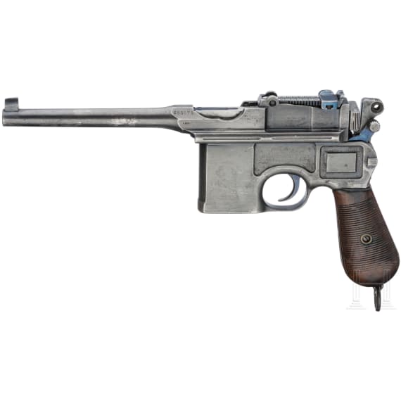 Mauser C 96, "Wartime Commercial", with shoulder stock and leather harness