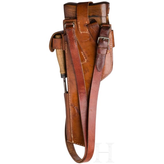 A Mauser C 96, "Wartime Commercial", with shoulder stock and leather harness, Imperial Army
