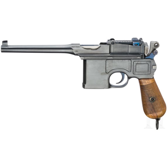A Mauser C 96, "Wartime Commercial", with shoulder stock and leather harness, Imperial Army