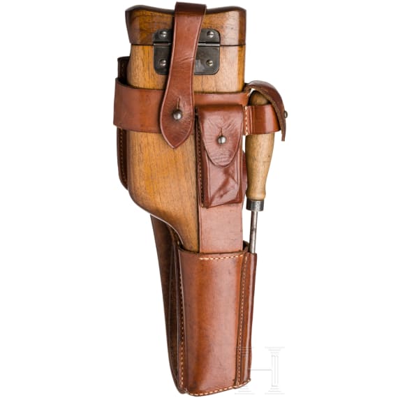 A Mauser C 96, "Wartime Commercial", with shoulder stock and leather harness, Imperial Army