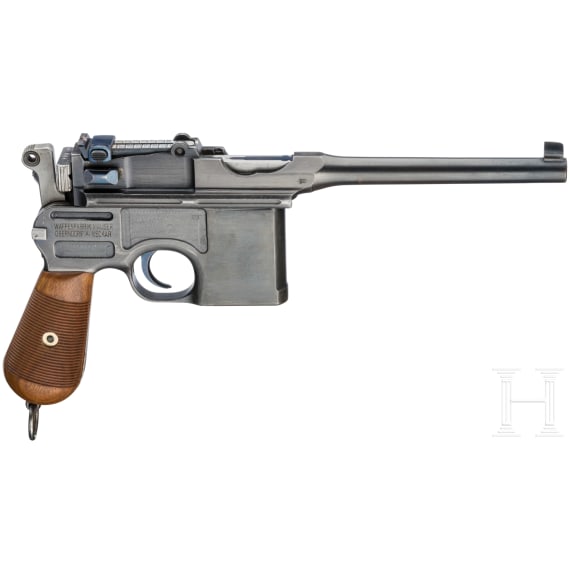 Mauser C 96, "Wartime Commercial", with shoulder stock and leather harness