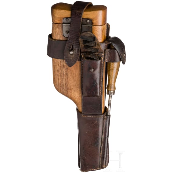 Mauser C 96, "Wartime Commercial", with shoulder stock and leather harness