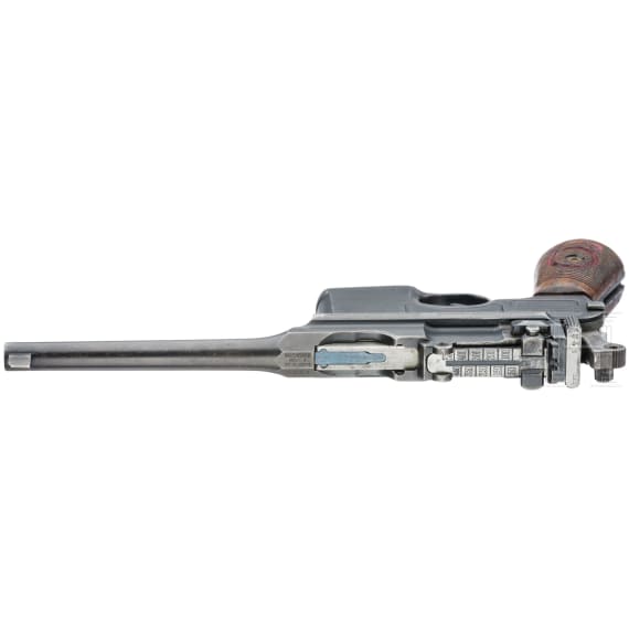 A Mauser C 96/16, with shoulder stock and leather harness, Czech contract