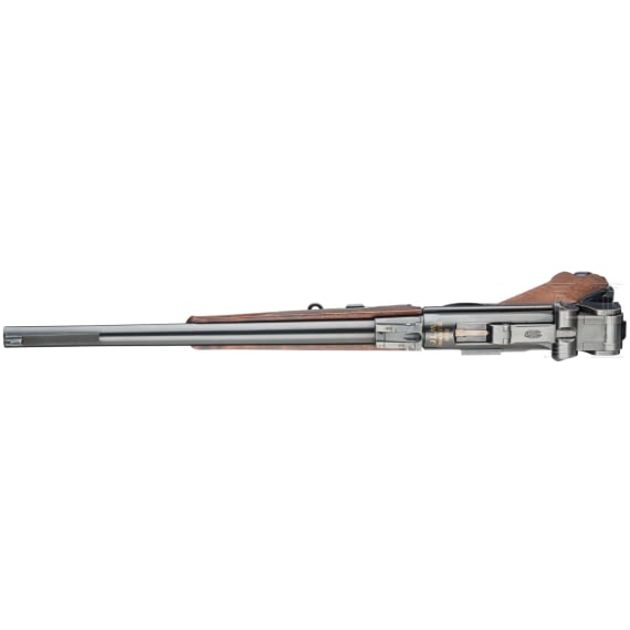 A cased Luger presentation Carbine Mod. 1902 by DWM, with "GL" initials (Georg Luger)