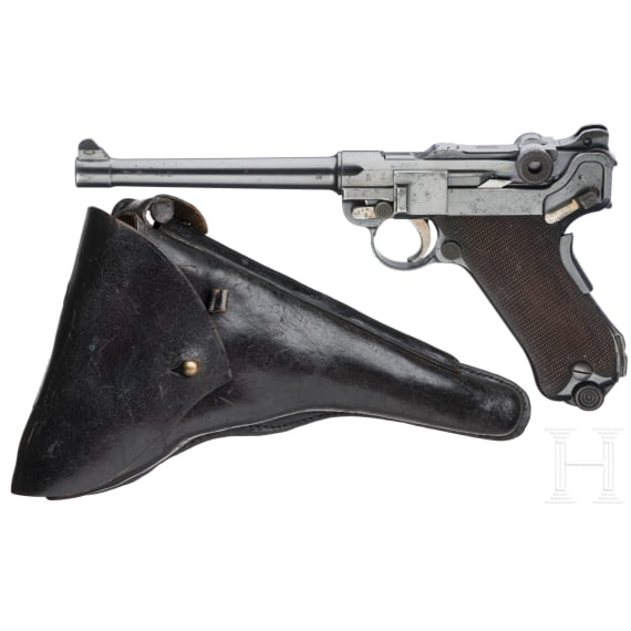 A Luger pistol Mod. 04 (1906) by DWM, 1st pattern ("non altered safety"), with holster