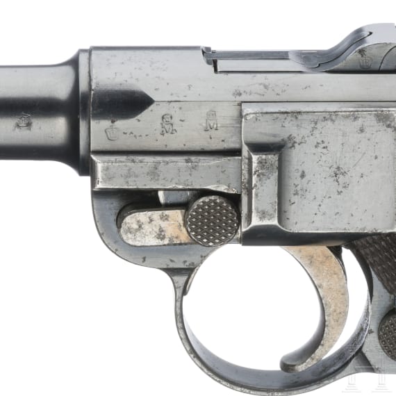 A Luger pistol Mod. 04 (1906) by DWM, 1st pattern ("non altered safety"), with holster
