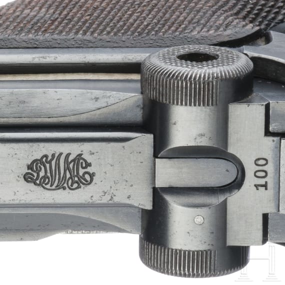A Luger pistol Mod. 04 (1906) by DWM, 1st pattern ("non altered safety"), with holster