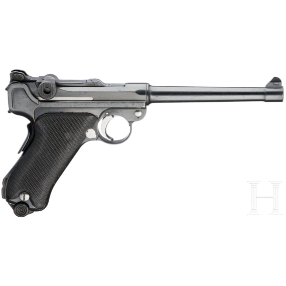 A Luger pistol Mod. 04 (1906) by DWM, 1st pattern ("non altered safety"), with shoulder stock and holster, Reichsmarine