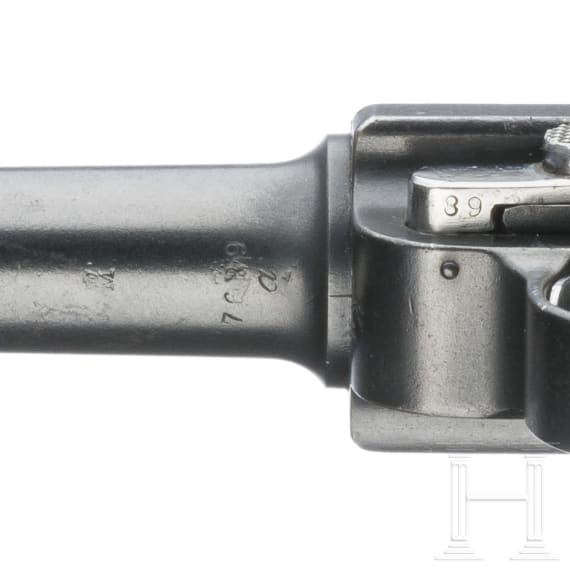 A Luger pistol Mod. 04 (1906) by DWM, 1st pattern ("non altered safety"), with shoulder stock and holster, Reichsmarine