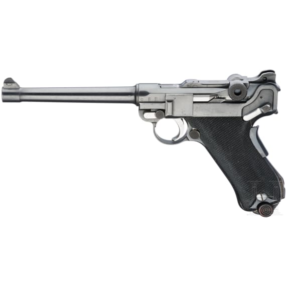A Luger pistol Mod. 04 (1906) by DWM, 1st pattern ("non altered safety"), with shoulder stock and holster, Reichsmarine