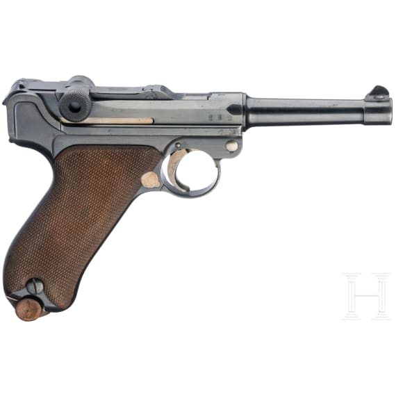 A Luger pistol by DWM, 1911, no hold-open, with holster
