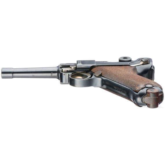 Pistole 08, DWM 1911, ohne Kammerfang, Bayern, mit Koffertasche