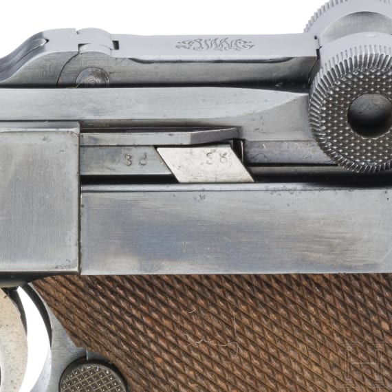 Pistole 08, DWM 1911, ohne Kammerfang, Bayern, mit Koffertasche