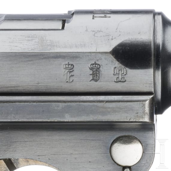 Pistole 08, DWM 1911, ohne Kammerfang, Bayern, mit Koffertasche