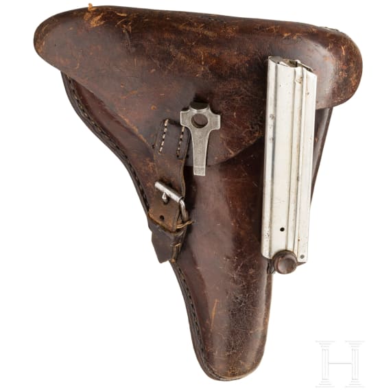 Pistole 08, DWM 1911, ohne Kammerfang, Bayern, mit Koffertasche