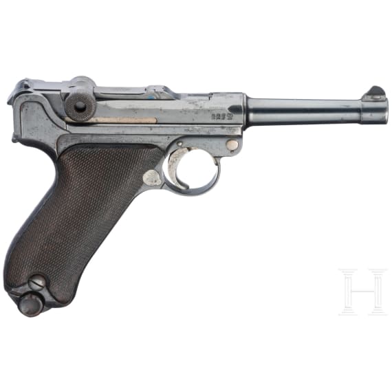A Luger pistol by DWM, 1913, no hold-open, machine-gun bataillon