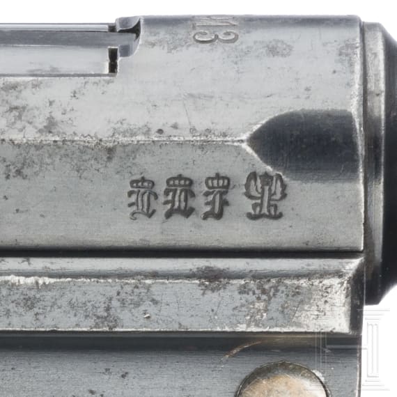 A Luger pistol by DWM, 1913, no hold-open, machine-gun bataillon