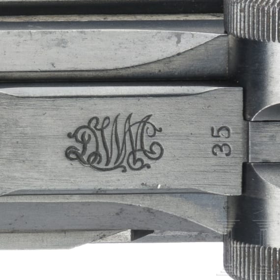 A Luger pistol by DWM, 1913, no hold-open, machine-gun bataillon
