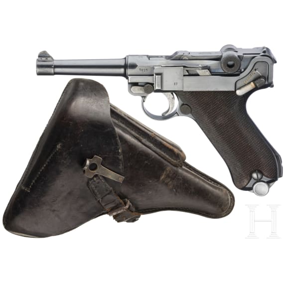 A Luger pistol by DWM, 1914, police, with holster