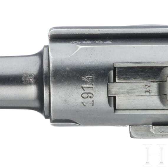 A Luger pistol by DWM, 1914, police, with holster