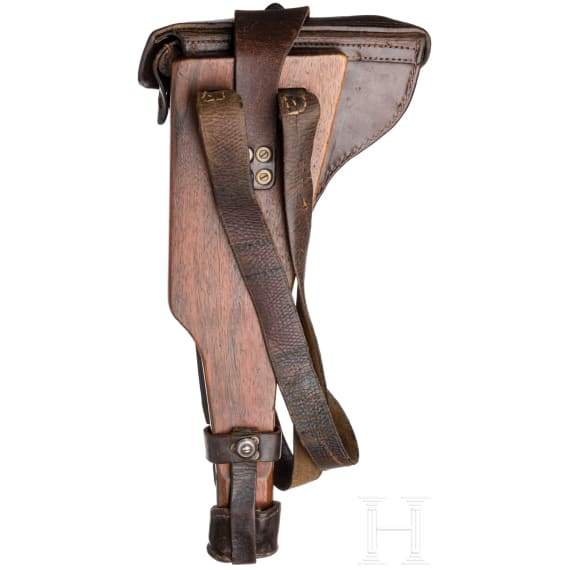 An Artillery Luger by DWM, 1914, "EWB" marking, with shoulder stock and holster