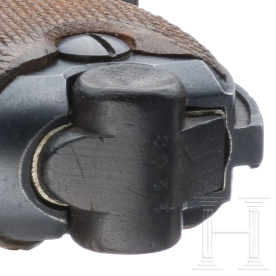 An Artillery Luger by DWM, 1914, "EWB" marking, with shoulder stock and holster