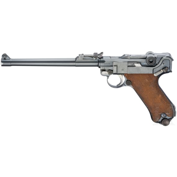 An Artillery Luger by DWM, 1914, "EWB" marking, with shoulder stock and holster