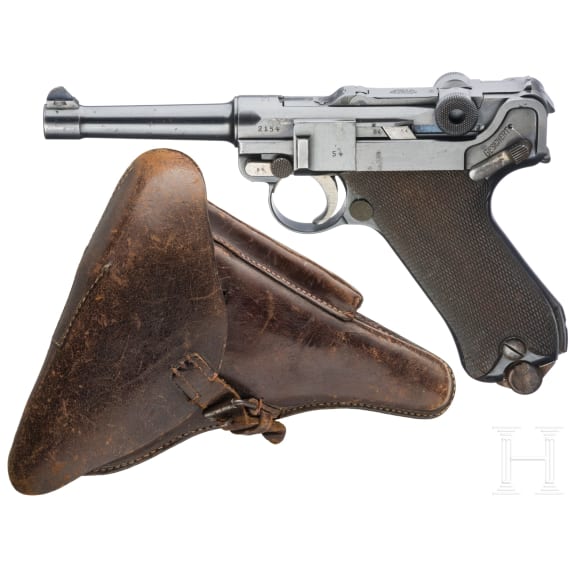 Pistole 08, DWM 1915, mit Koffertasche