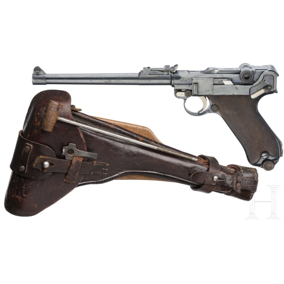An Artillery Luger by DWM, 1915, with shoulder stock and holster