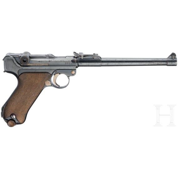 An Artillery Luger by DWM, 1915, with shoulder stock and holster