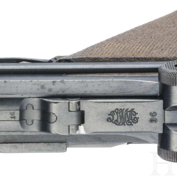 An Artillery Luger by DWM, 1915, with shoulder stock and holster