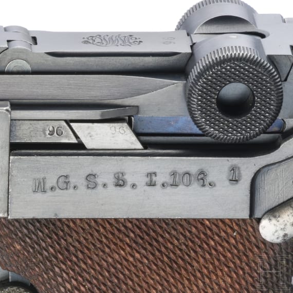 A Luger pistol by DWM, 1916, machine-gun snipers