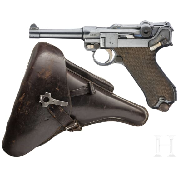 A Luger pistol by DWM, 1917, with holster