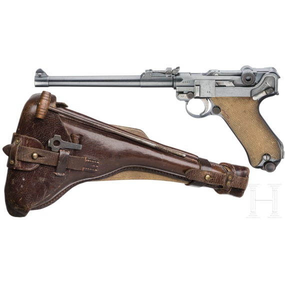 An Artillery Luger by DWM, 1917, with shoulder stock and holser