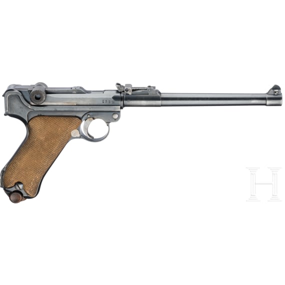 An Artillery Luger by DWM, 1917, with shoulder stock and holser